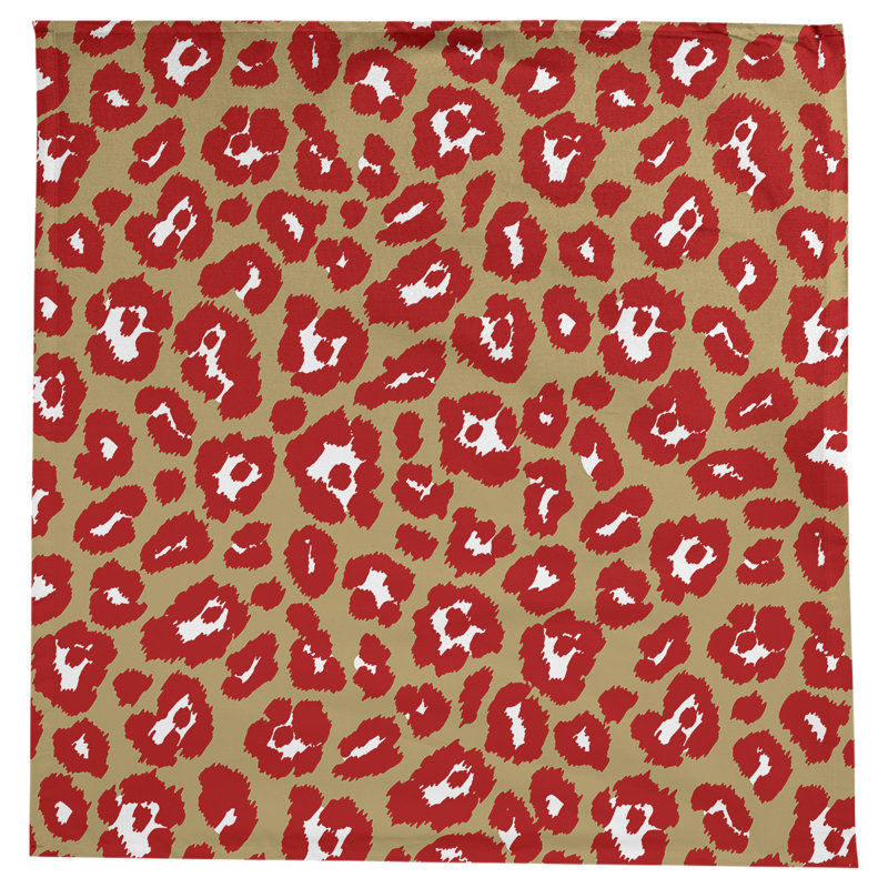 Animal Print Cotton Blend Tablecloth, 58'' x 58'', White/Red
