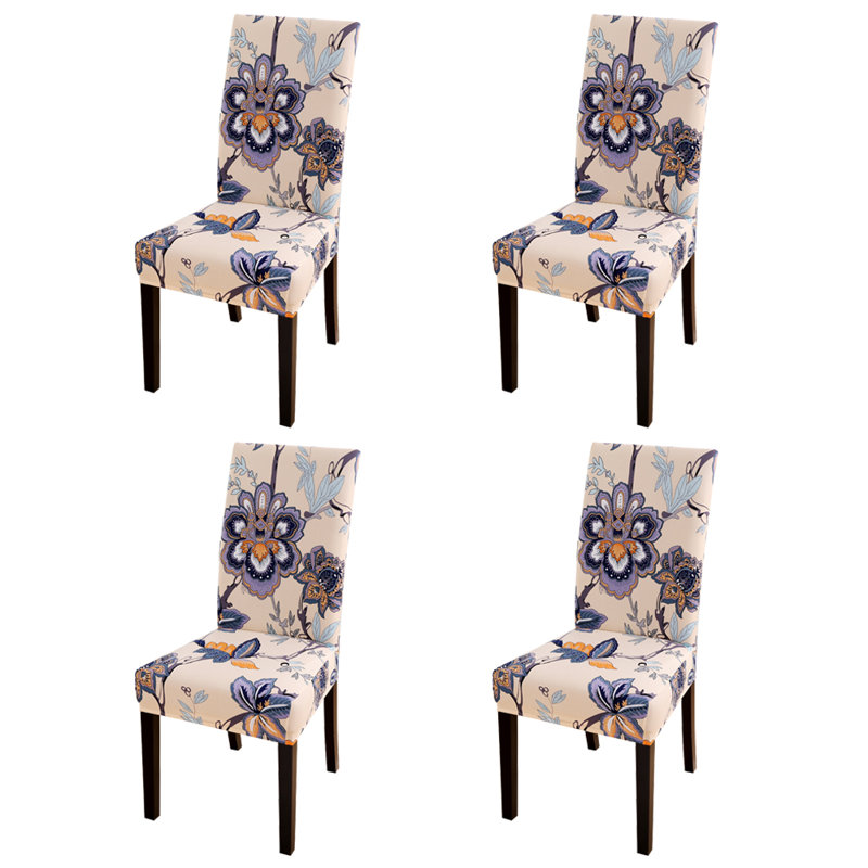 Housse pour chaise de salle à manger extensible à imprimé spandex (ensemble de 1/4)