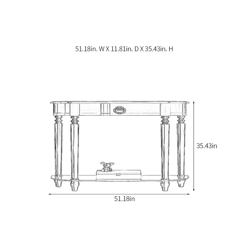Multi Functional Solid Wood Console Table, Tan, 35.43" H x 51.18" W x 11.81" D
