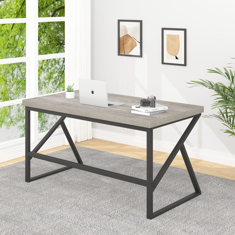 Kelleia Writing Desk, 29.5" H x 55.1" W x 23.6" D, Light Gray Oak