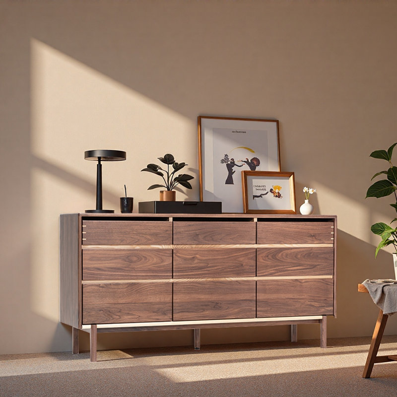 Commode d'appoint console rétro, Noyer
