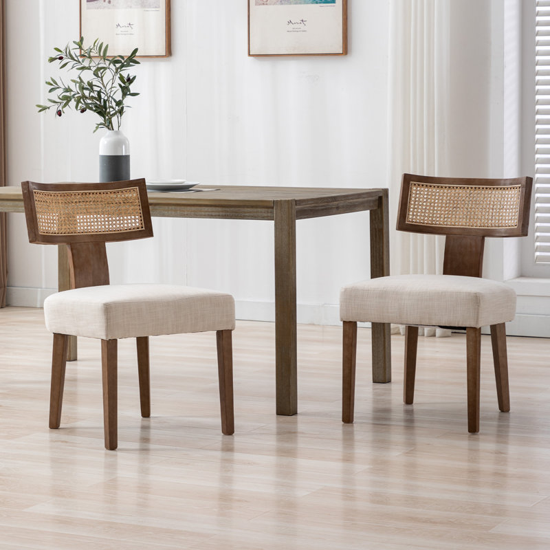 Chaises de salle à manger rembourrées Farhat, Beige/brun, Bois