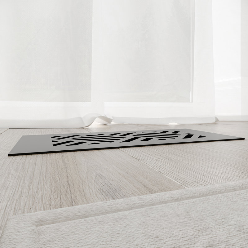 Reggio Register 4x10 Low-Profile Steel Floor Vent Cover - Diagonal Pattern - Rust-Proof Louvre, Silver