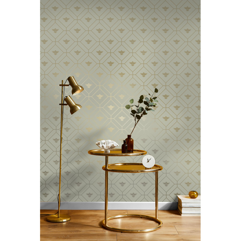 Caddo 53cm x 10.5cm Metallic Wallpaper Roll, Green