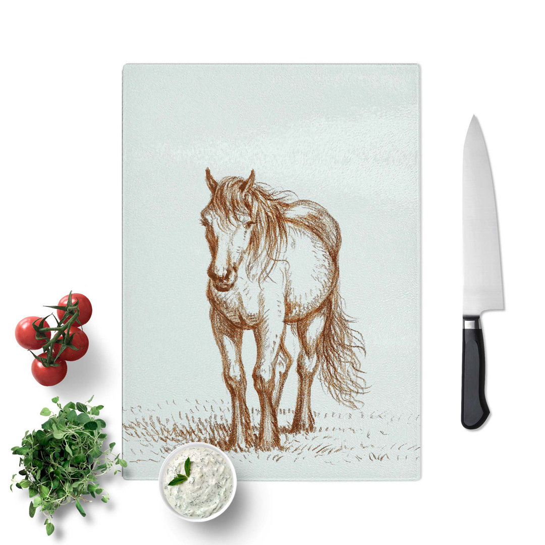 Tempered Glass Portrait of a Horse by Jean Bernard Chopping Board