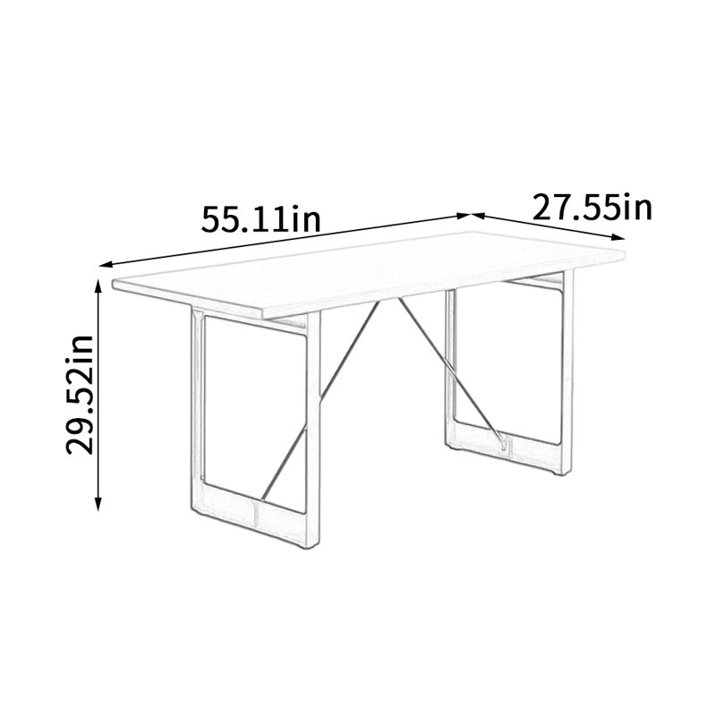 Table en acier au carbone innovante et durable en bois massif, H 29,52 po x L 55,11 po x l 27,55 po