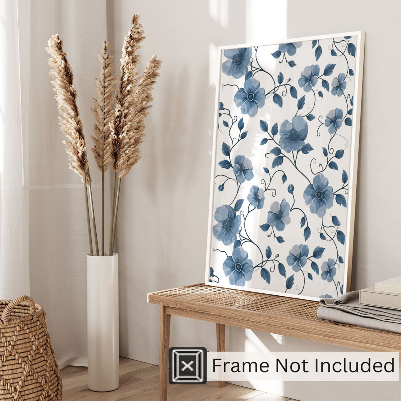 Motif floral de fleur bleue, H 30 po x l 20 po
