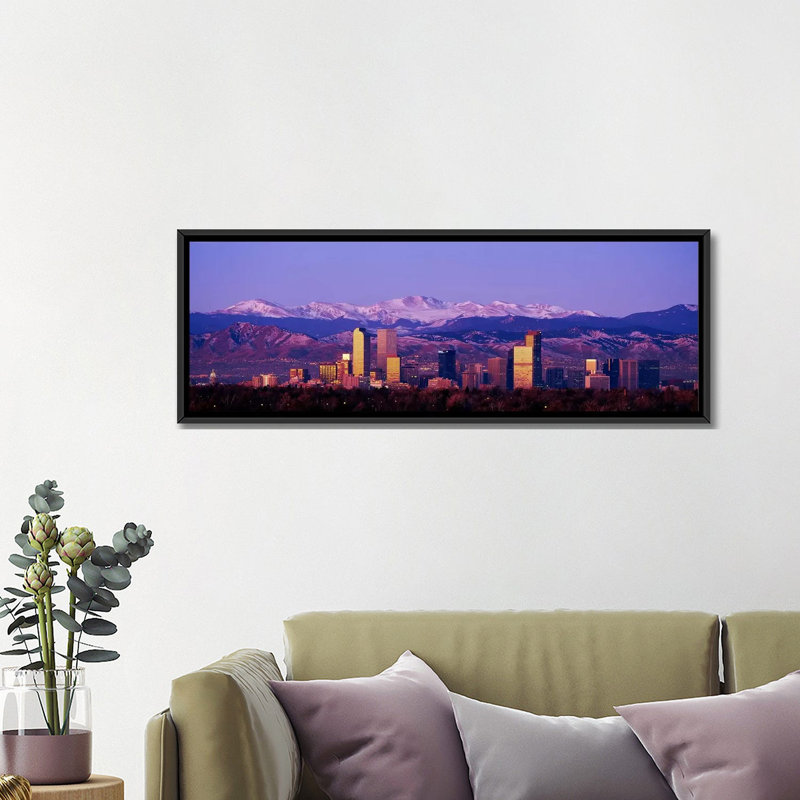 Denver, Colorado - reproduction de photo panoramique sur toile tendue, H 16 po x l 48 po x P 1,5 po, Cadre noir