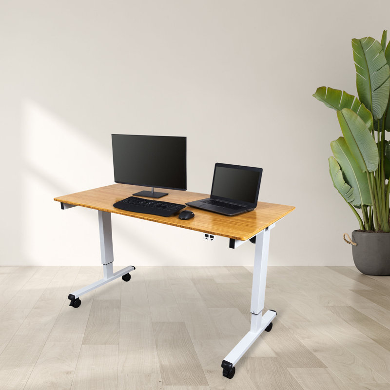 Bureau debout à hauteur ajustable électrique, Natural WAlnut/Charcoal, H 32,5 po x l 59 po x P 29,5 po