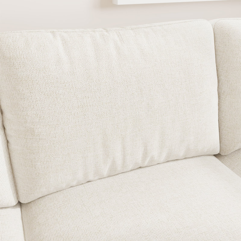 Chaise de salle à manger modulaire sans accoudoirs avec rangement, chenille lavable en beige, 1 Chair, Beige