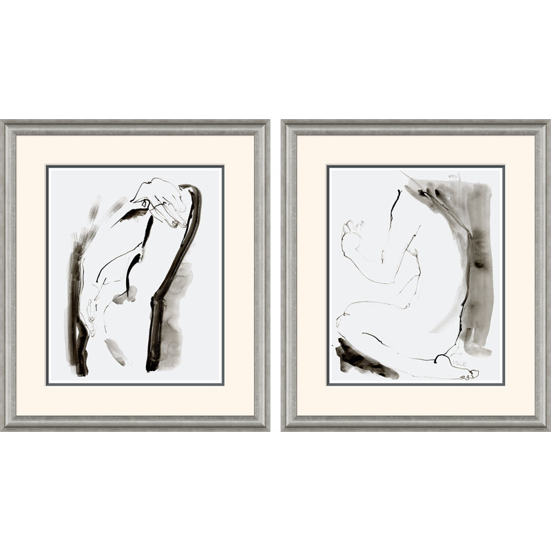 Chiffres dans Repose III et IV - Ensemble de 2 peintures simples encadrées