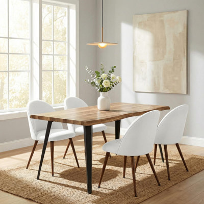 Modern 5-Piece Dining Set With Sculpted Wavy Edge Table For 4–6 People