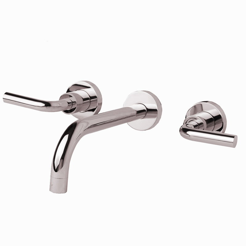 Cigno Wall Mounted Bathroom Faucet with Drain Assembly, Polished Nickel