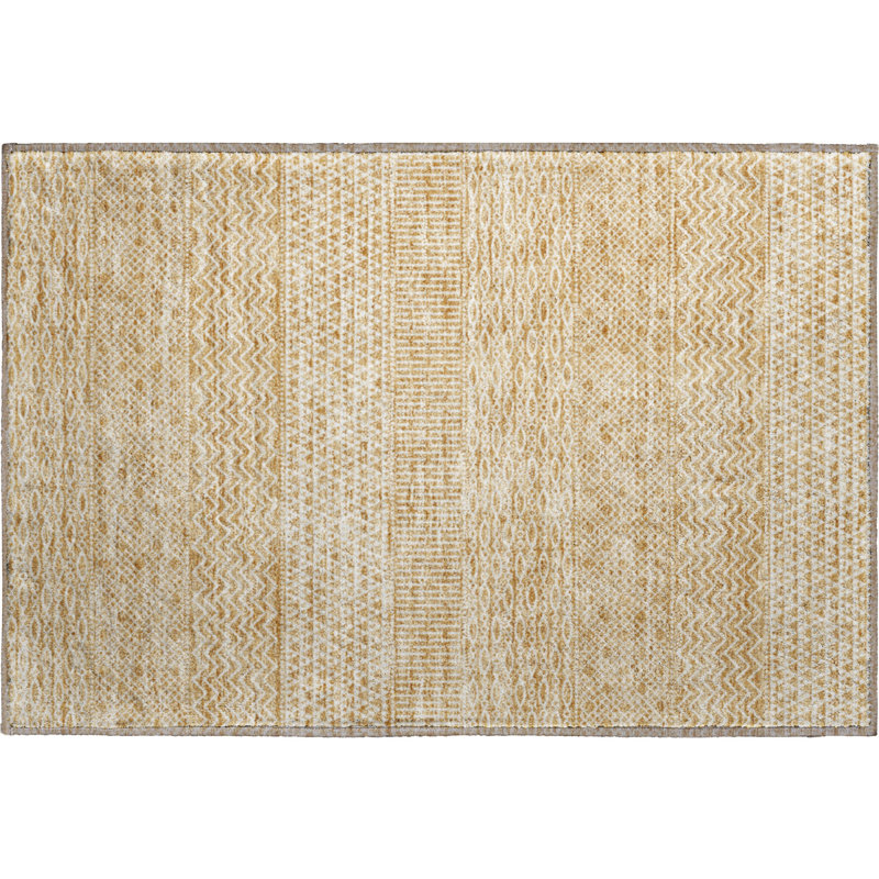 Premium Machine Washable Prisco Gold Rug, Rectangle 1'8" x 2'6"
