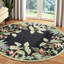 Tapis noir / vert en laine crocheté à la main à motif floral Hogle-21273963
