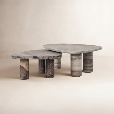 Fontanne Coffee Table Set-Antique White Marble