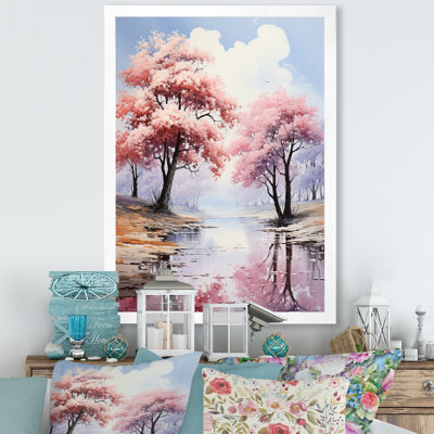 Érable rose paysage sur toile