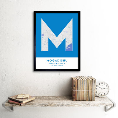 Mogadishu City Map Mogadishu Somalia City Map Blue - Single Picture Frame Typography