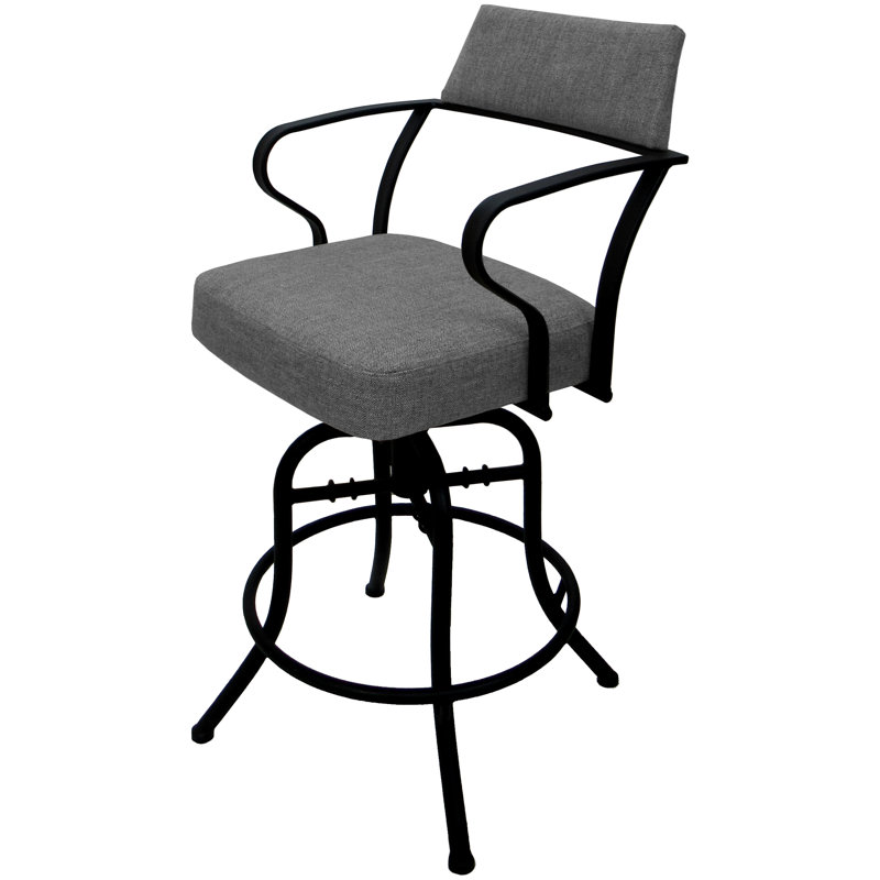 Tabouret de comptoir pivotant 26 po Chiyomi, Mélange de polyester - siège gris / noir