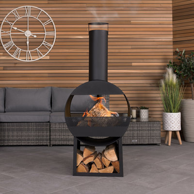 Senica Circle Steel Smokeless Chimnea with Lid