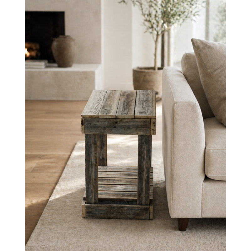 Frankford 22'' Reclaimed Solid Wood End Table with Lower Shelf (Natural), Natural