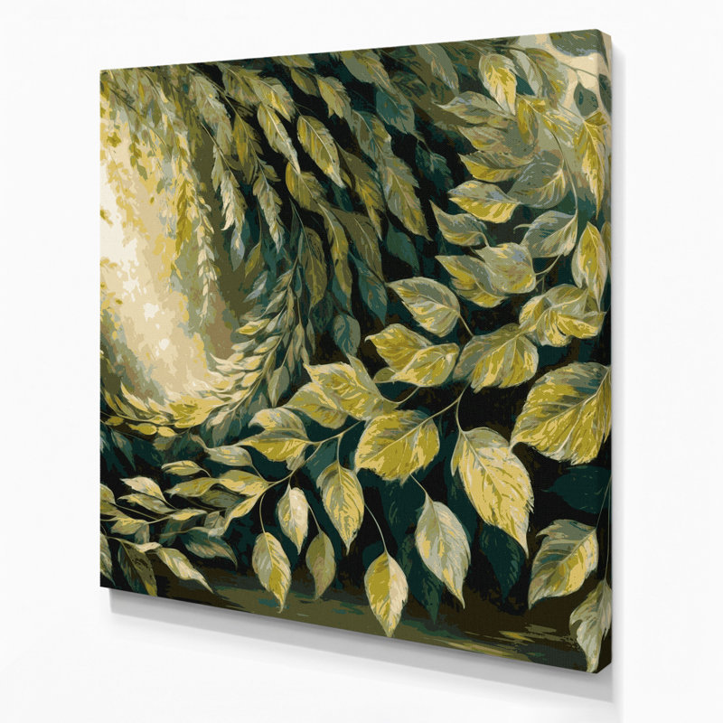 «Botanical Linden Leaves», art mural sur toile brune, H 8 po x l 8 po