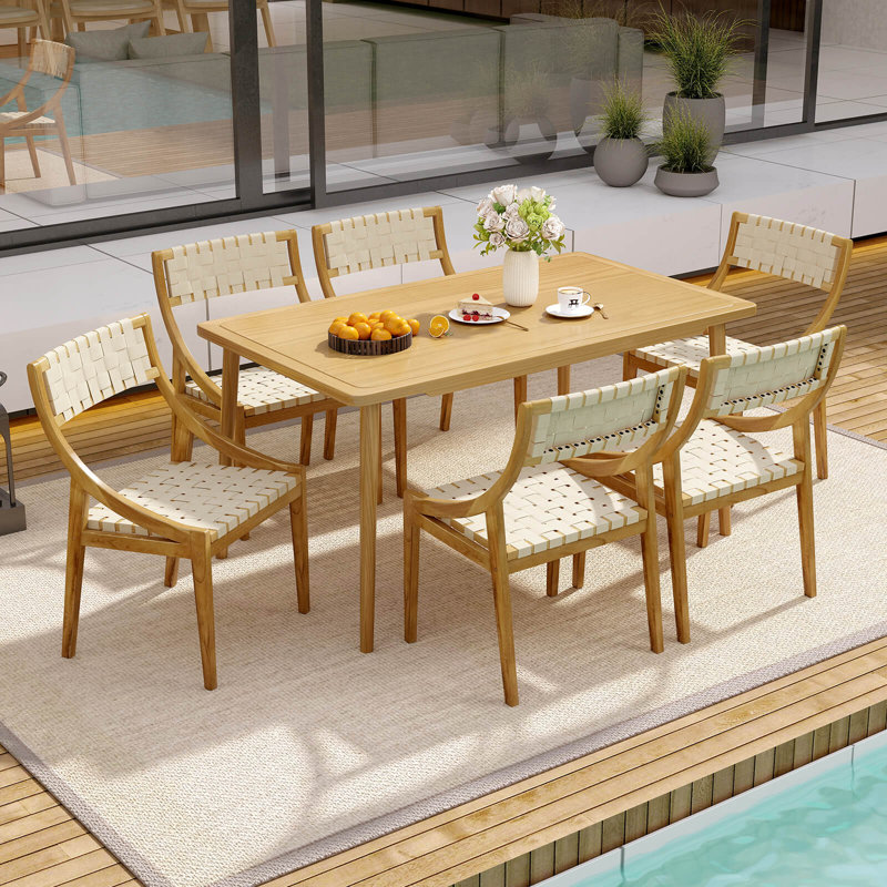  Chaise de patio pour l'extérieur en bois de teck avec accoudoirs et dossier