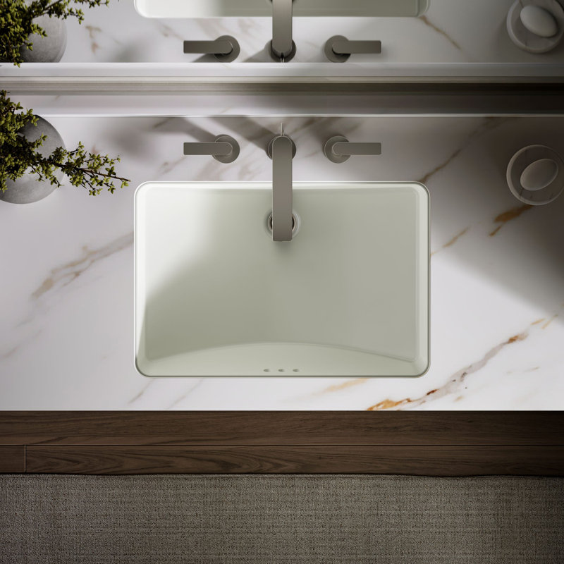 Ladena® Vitreous China Rectangular Undermount Bathroom Sink with Overflow, Dune