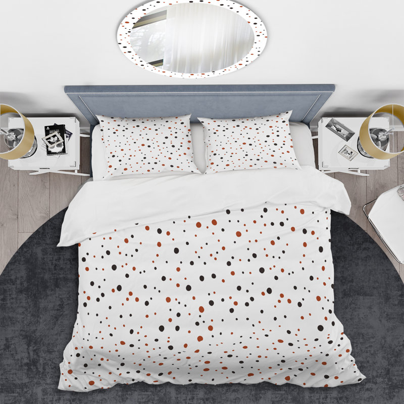 Brown Circle Dots - Ensemble de housse de couette à motif abstrait - Microfibre de polyester