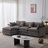 105" Modular Sectional Couch,Upholstered Soft Chenille Fabric Sofa,3 Seater With Ottoman L Shape Sofa-581127992