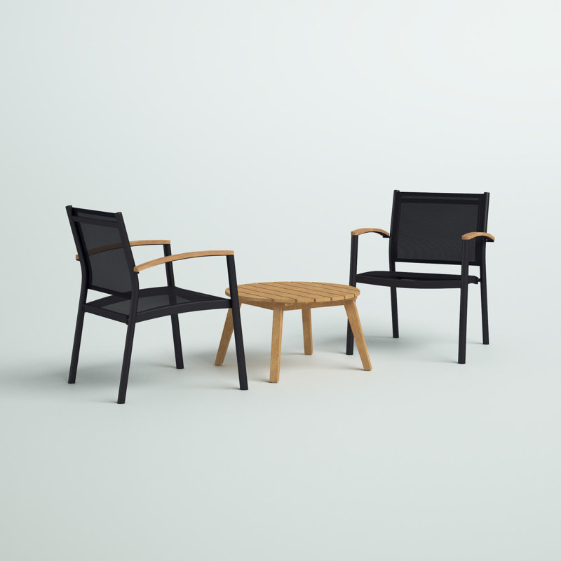 Patio 3 Piece Bistro Set Teak Finish Outdoor Furniture Dining Set 