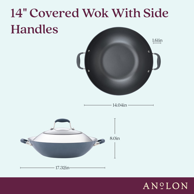 Anolon Advanced Home Hard Anodized Nonstick Deep Frying Pan / Skillet With  Lid, 12 Inch, Bronze