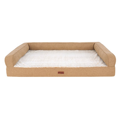 Birch Faux Fur & Soft Faux Linen Modern Sofa Dog Bed
