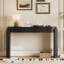 Console d'entrée avec design cannelé - plateau ovale et 2 tiroirs-1584190988