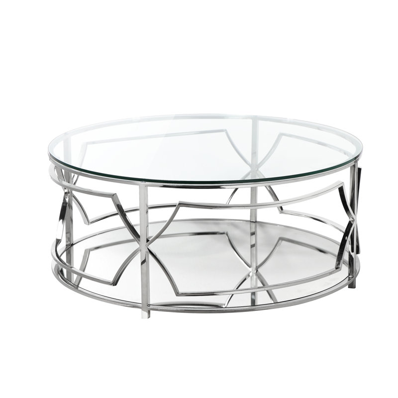 Edward Glass Coffee Table, Steel