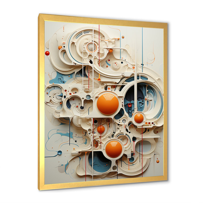 «Intricate Abstraction Shapes II», art mural abstrait, Encadrement doré, H 32 po x l 16 po x P 1 po