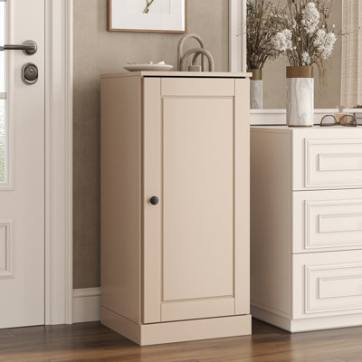 100% Solid Wood Narrow Shoe Storage Cabinet with Raised Panel Door, Adjustable Shelves, Space Saving Stackable Organizer, 16.5" W x 35.75" H