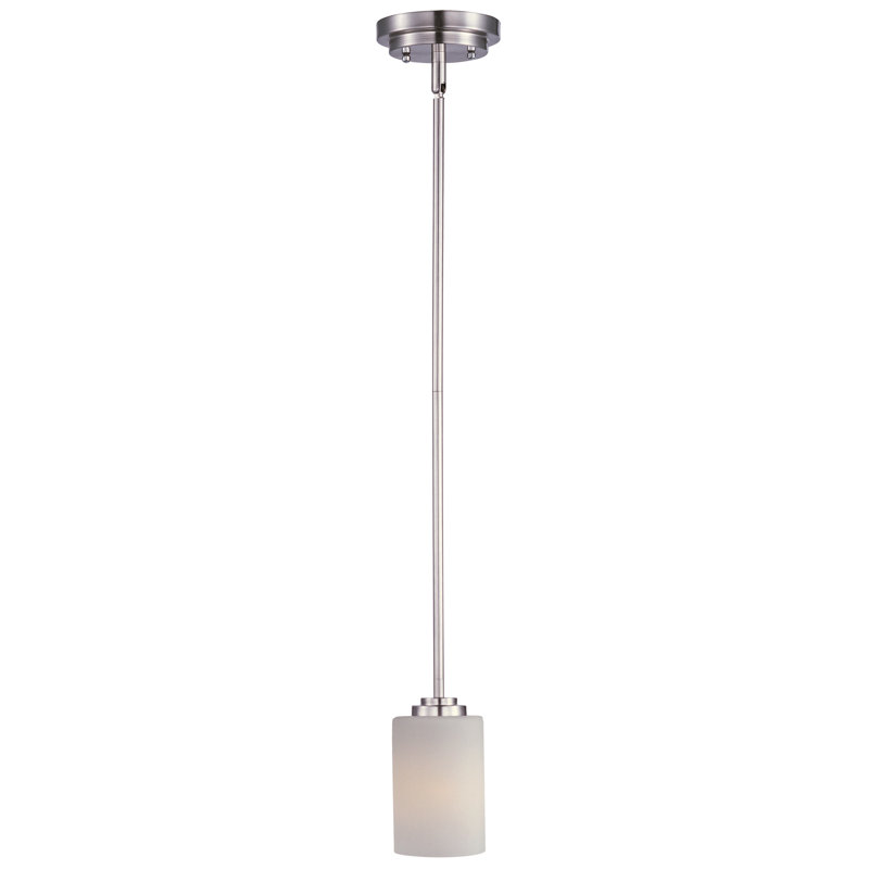Luminaire suspendu cylindrique à 1 lumière Vikenti, Nickel satiné
