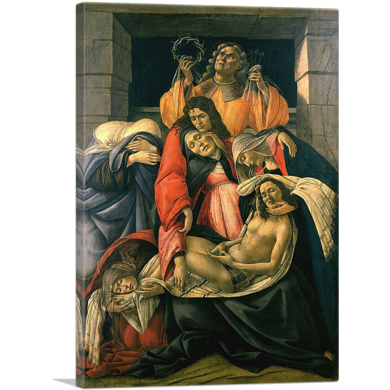 «The Lamentation over the Dead Christ with Saints 1495» par Sandro Botticelli, reproduction d'art sur toile tendue