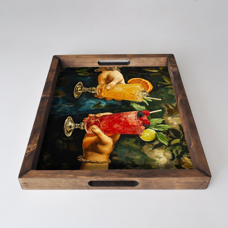Elegant Solid Wood Tray, 18.9 x 15.0 x 1.6 inches | UV Printed on 0.2-inch Thick MDF | Perfect for Serving, Organizing, and Home Décor | Durable and Stylish Design for Any Occasion