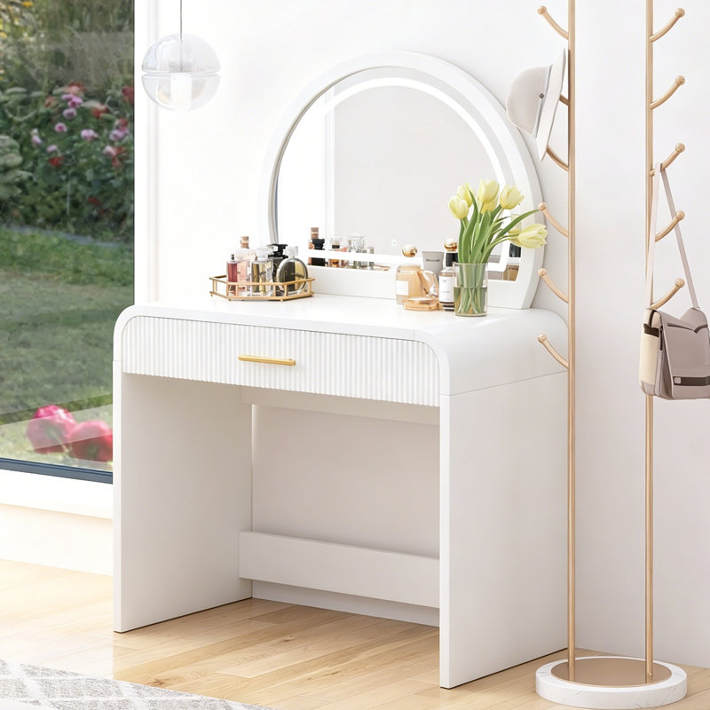 Coiffeuse 39 po avec miroir lumineux, Blanc
