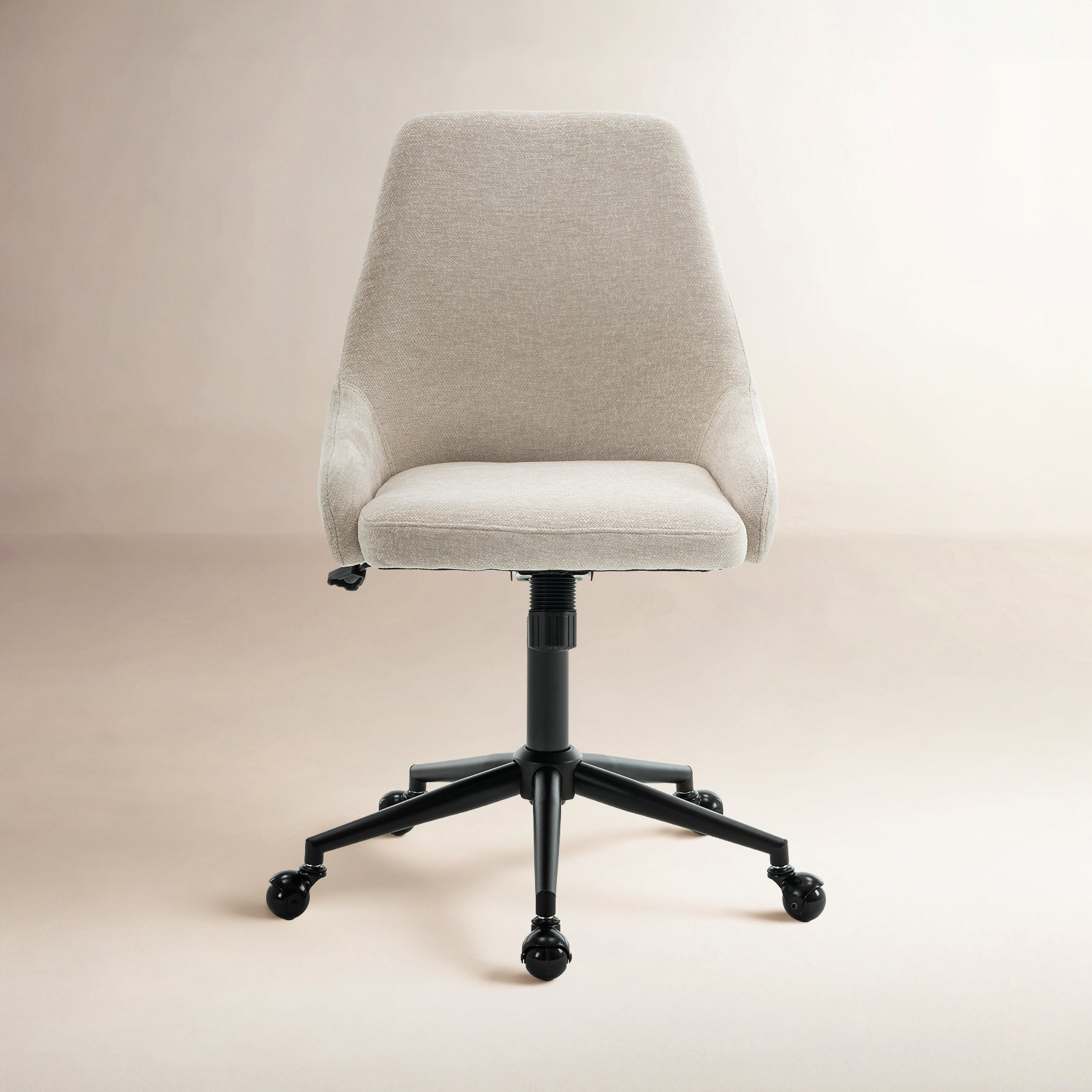 Vanora Swivel Office Chair, Beige Chenille