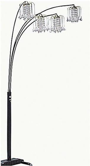 Black 4-Light Crystal-Inspired Archway Floor Lamp, Black/Gold
