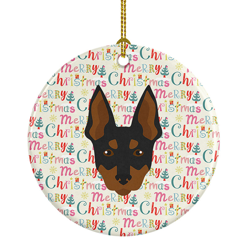 Ornement suspendu English Toy Terrier Merry Christmas