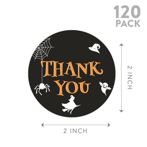 Thank You Cute Little Ghosts Happy Halloween Stickers (Set of 120) The Holiday Aisle