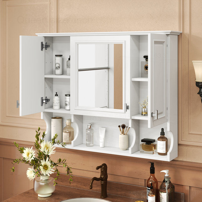 35"x 28" Wall Mounted Bathroom Storage Cabinet, White