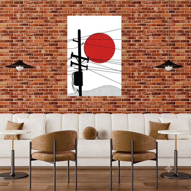 Art japonais de paysage japonais abstrait, H 48 po x l 32 po