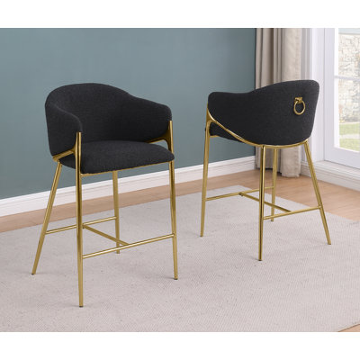 Tabourets de bar en tissu Teddy Boucle