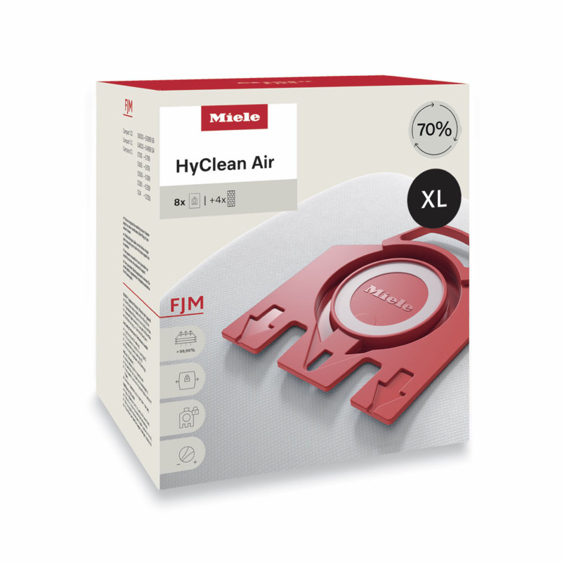 Miele HyClean Air Allergy XL Pack GN Vacuum Cleaner Bags, 8 Bags and 1 HEPA (SF-HA 50) Included, for Miele Complete C2 and C3 Vacuum Cleaners