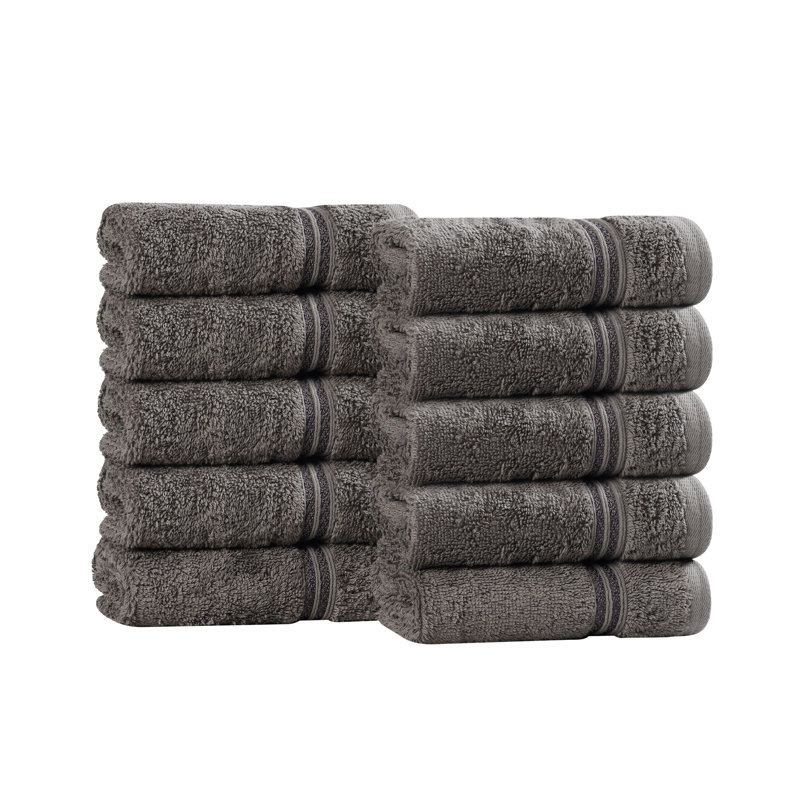 Oleg Heritage Egyptian Cotton Soft Absorbent Luxury Washcloth Towel, Charcoal